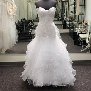 Private Label drop waist ruffle organza skirt gown